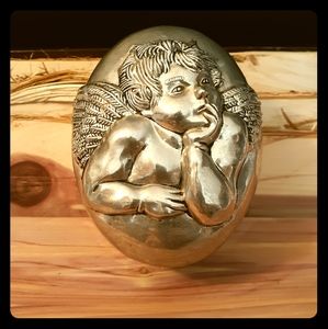 Vintage Godinger silver cherub trinket box